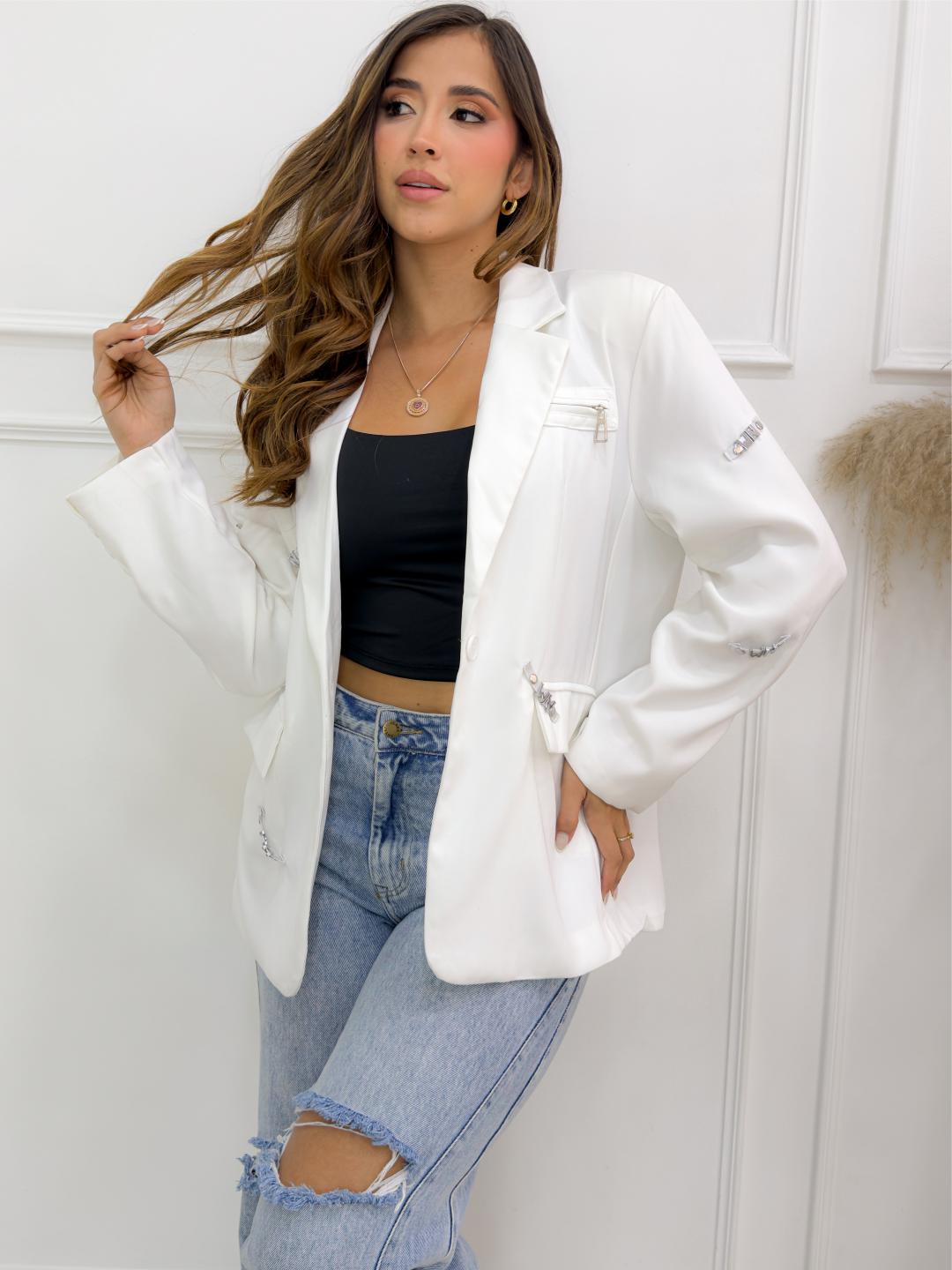 BLAZER OVERSIZE WN BLANCO - Tienda Coral