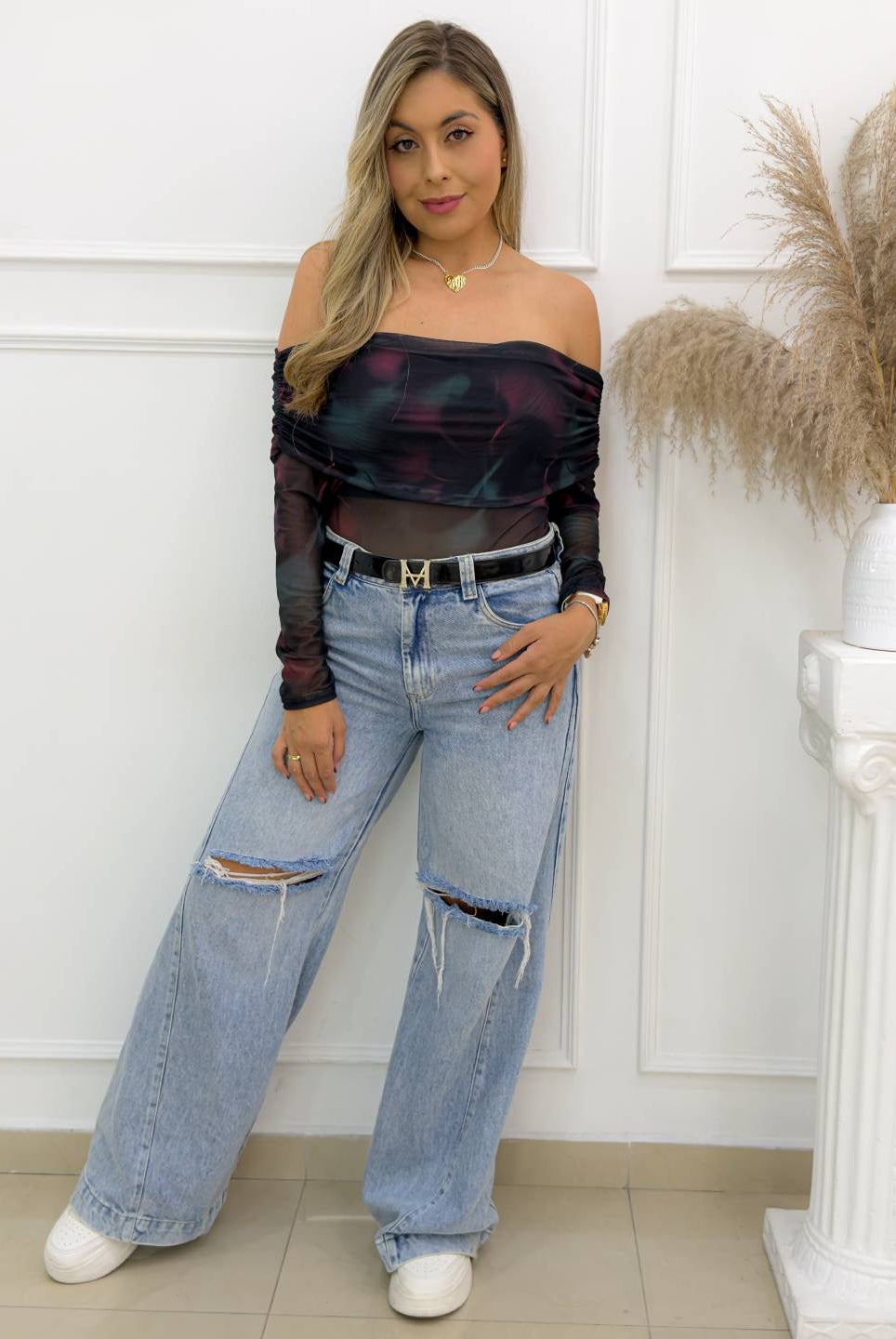 BLUSA ELODY TIE DYE NEGRO - Tienda Coral