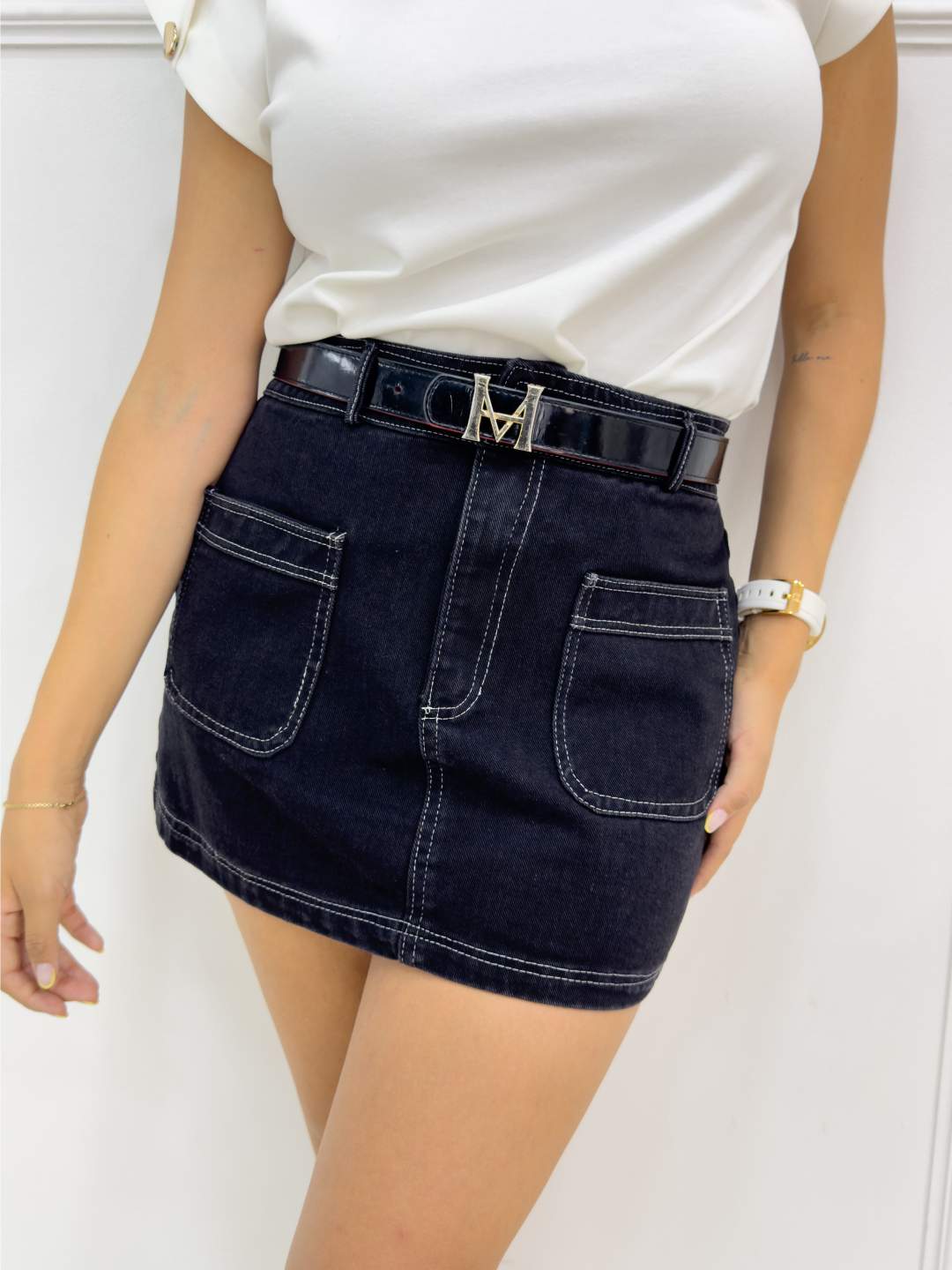 FALDA RENATA NEGRA DENIM - Tienda Coral