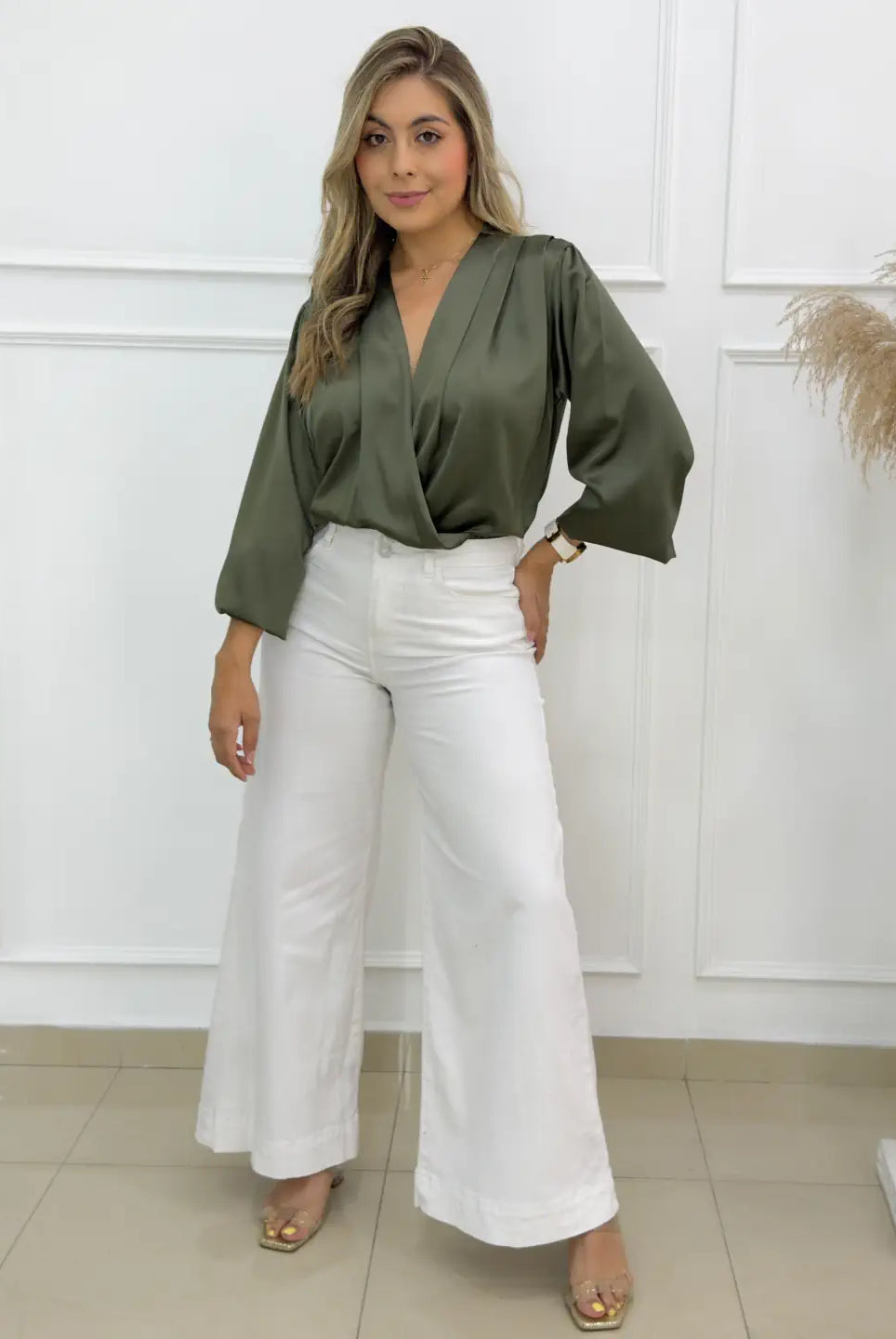 BLUSA VICTORIA SATIN VERDE - Tienda Coral