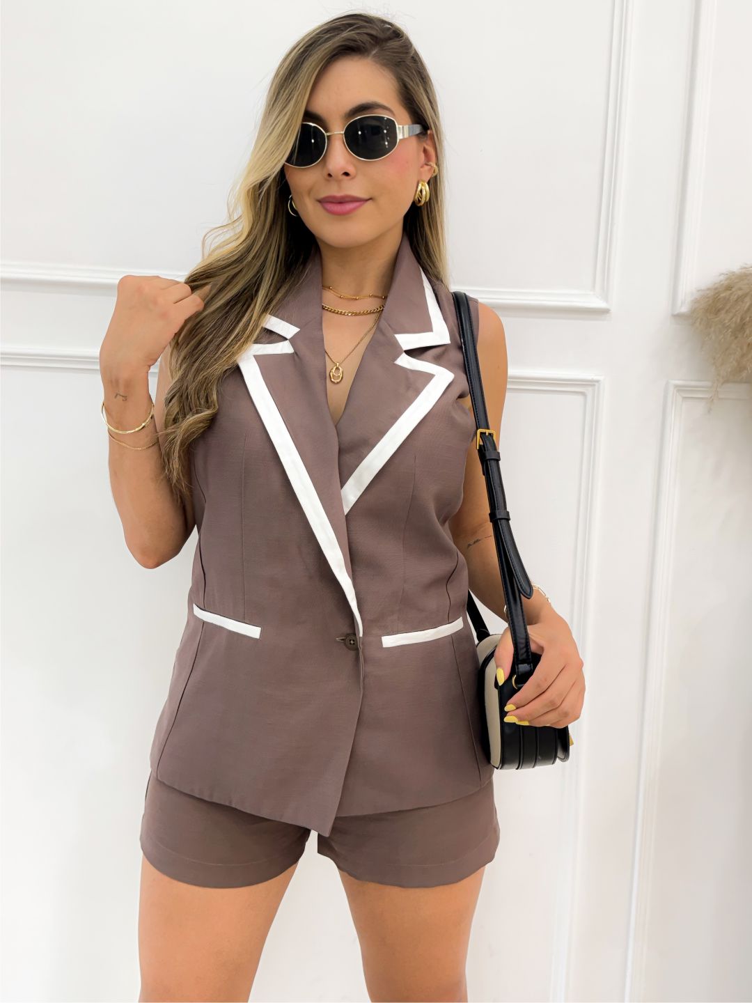 SET ORNELLA MOKA (Short - Blazer) - Tienda Coral