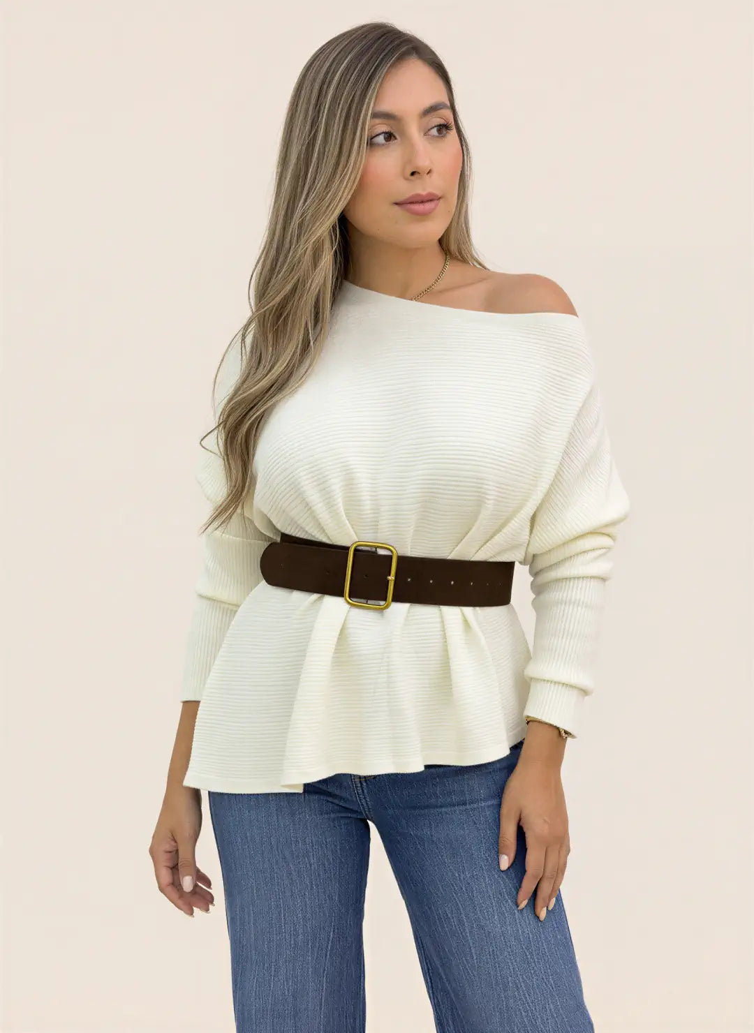 BLUSA TEJIDA DENIS BEIGE - Tienda Coral