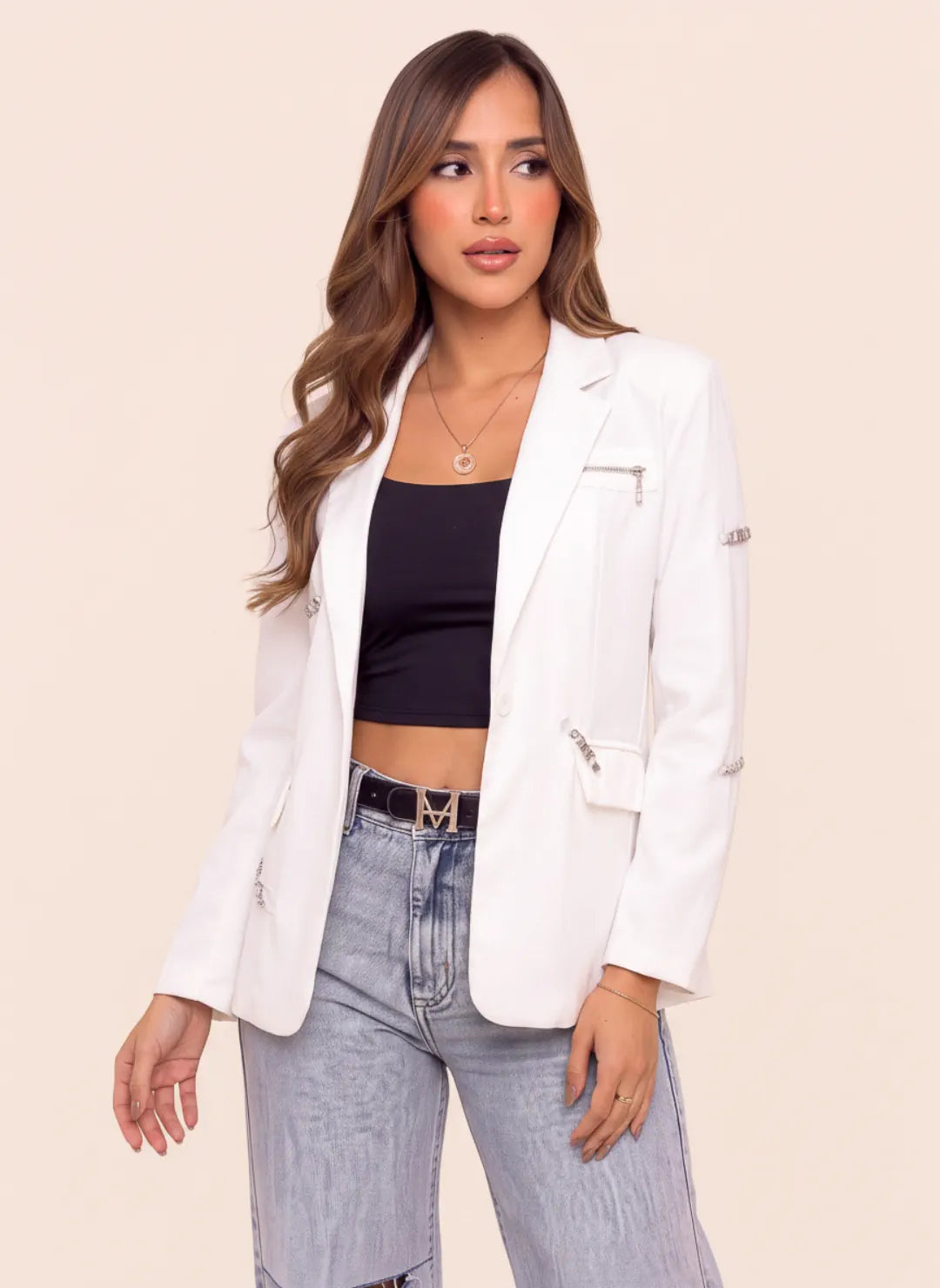 BLAZER OVERSIZE WN BLANCO - Tienda Coral
