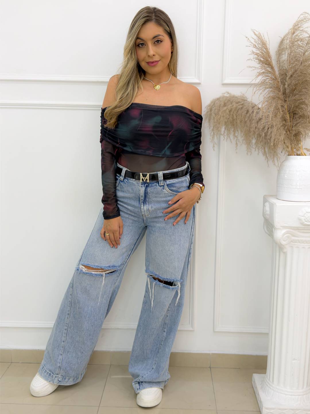 BLUSA ELODY TIE DYE NEGRO - Tienda Coral
