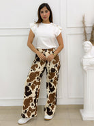 PANTALON COW PRINT CAFE - Tienda Coral