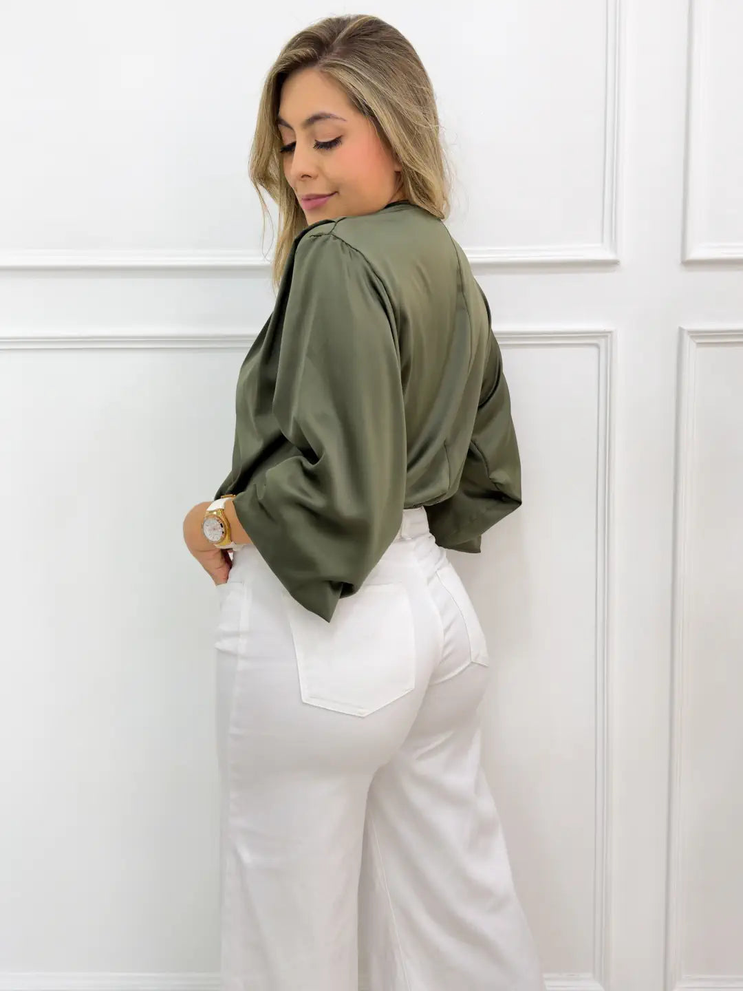 BLUSA VICTORIA SATIN VERDE - Tienda Coral