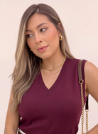 CHALECO DANETTE VINOTINTO - Tienda Coral