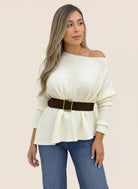 BLUSA TEJIDA DENIS BEIGE - Tienda Coral